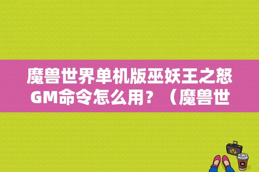 魔兽世界单机版巫妖王之怒GM命令怎么用？（魔兽世界单机GM学习武器技能）
