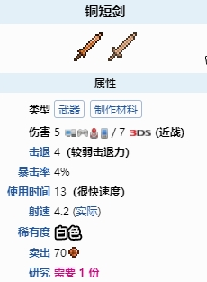 泰拉瑞亚谁卖铜短剑？泰拉瑞亚武器商人图片