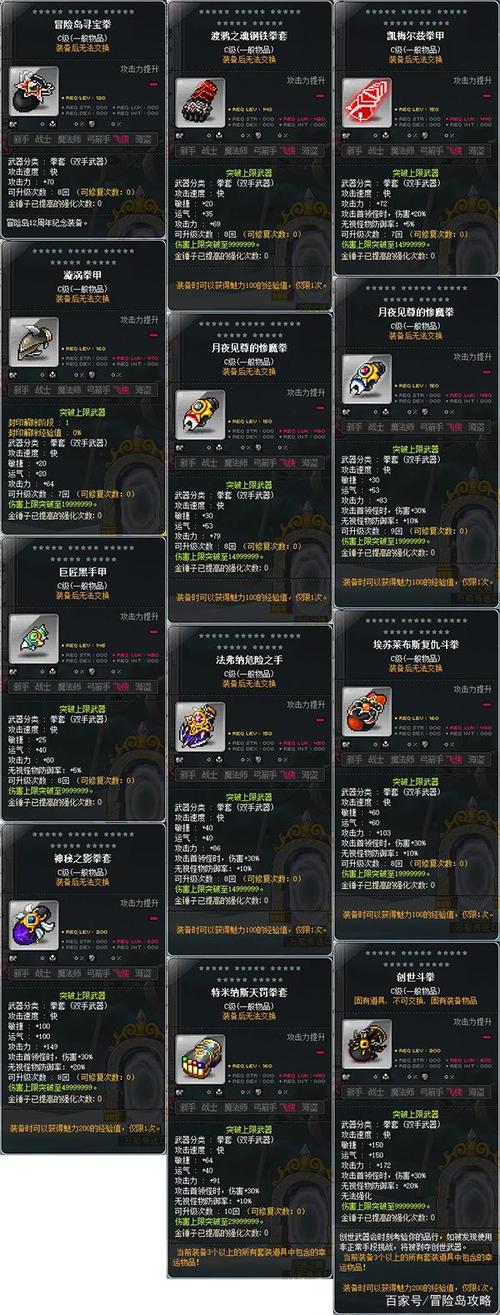 冒险岛手游装备攻略？（冒险岛武器素材）