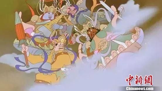 动画片《大闹天宫》中与孙悟空决斗的四个神仙分别是谁？（那琵琶当武器的天神）