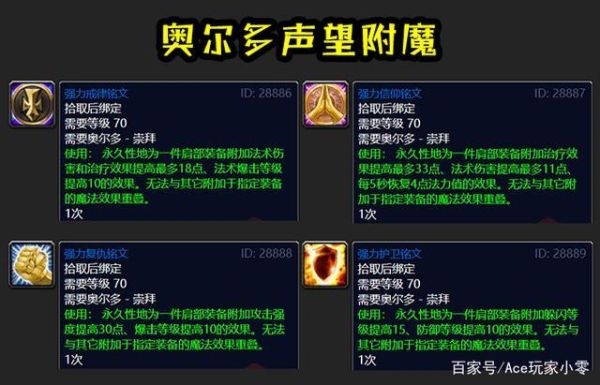 70盗贼肩膀附魔是哪个声望？（70级盗贼武器附魔）