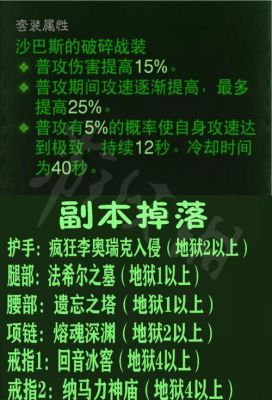 暗黑3里面绿色套装哪里出？（暗黑三武器有绿色）