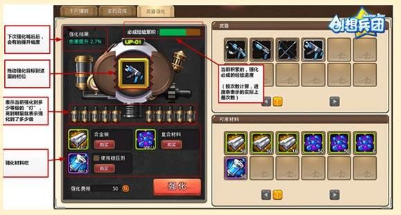 创想兵团怎么把武器强化到10级，省材料的办法。急用！快？（2016创想兵团武器强化）